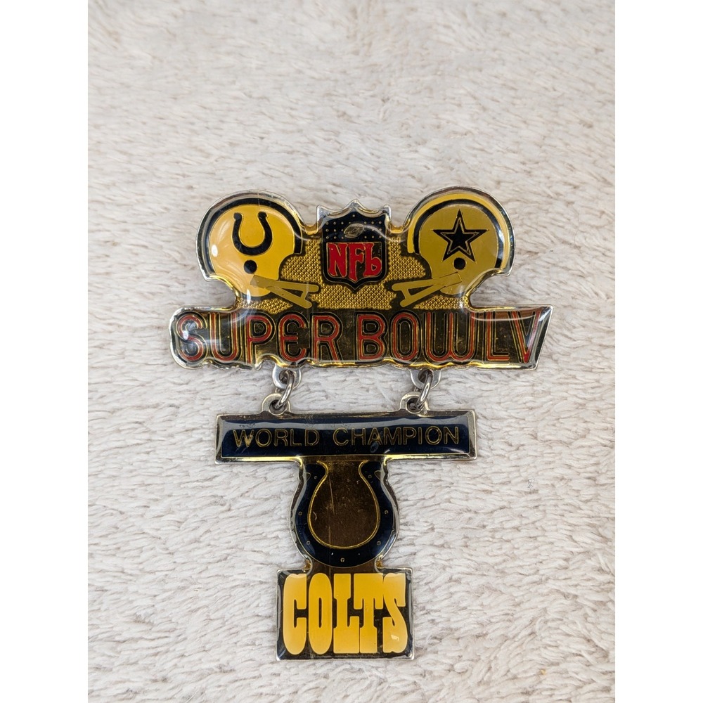 Vintage Super Bowl V Pin Baltimore‎ Colts World Champion Peter David Rare NFL